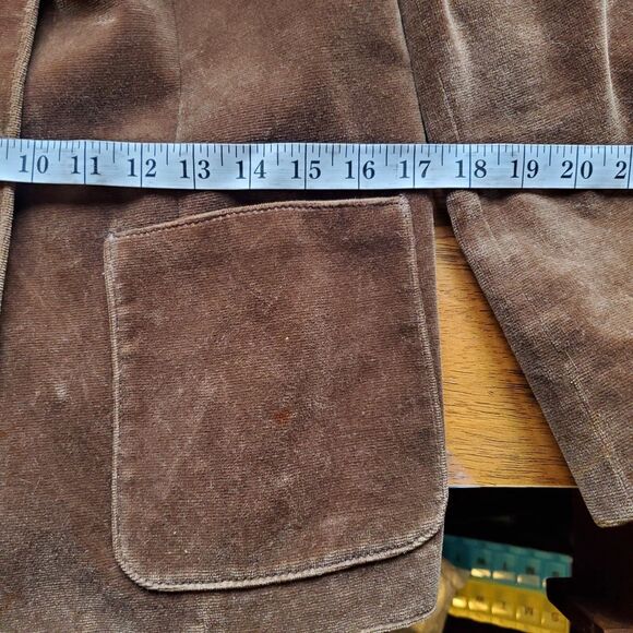 Velvetty Brown Vintage Eastex Cotton Blazer Jacket, Made in England. Size 33 M - Picture 13 of 14